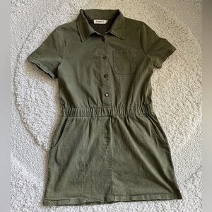 36 Point 5 Olive Army Green Collared Mini Dress Size Large